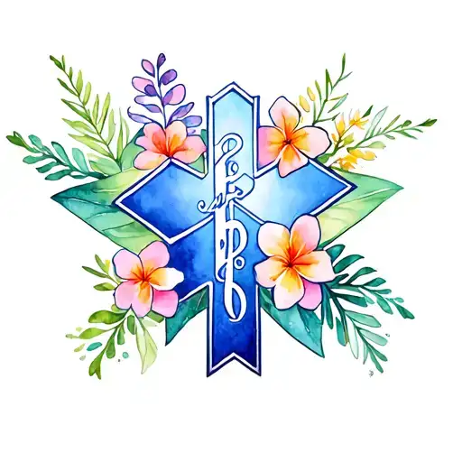 Ems Star Of Life With Hawaiian Flowers Surrounding