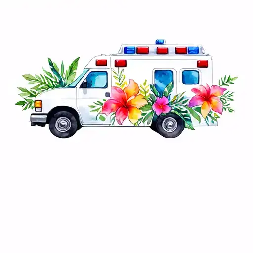 Ambulance With Hawaiian Flowers