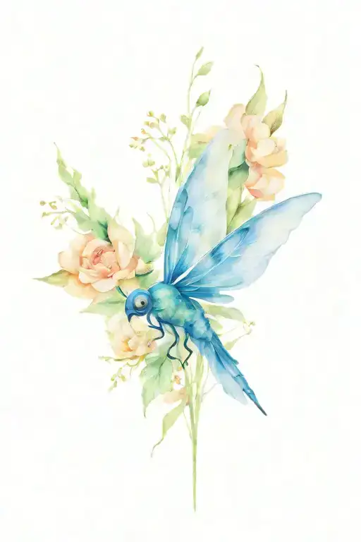 Floral Arrangement With Dargon Fly