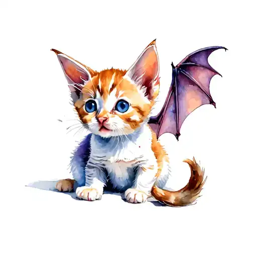 Kitten With Baby Bat Wings