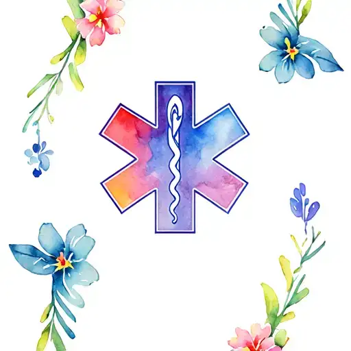 Ems Star Of Life With Hawaiian Flowers Surrounding