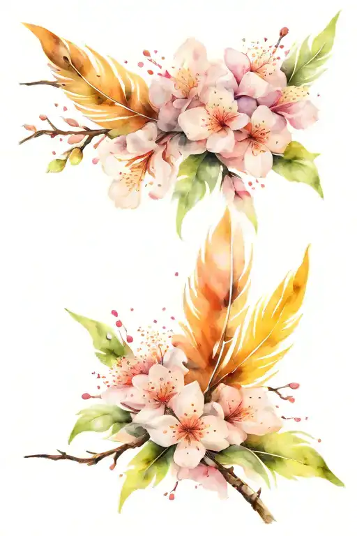 Feather And Cherryblossoms