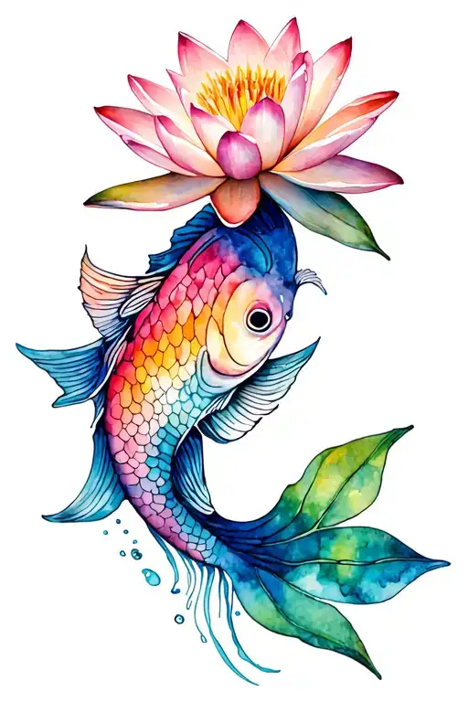 Pisces Sign With Water Lily Flower