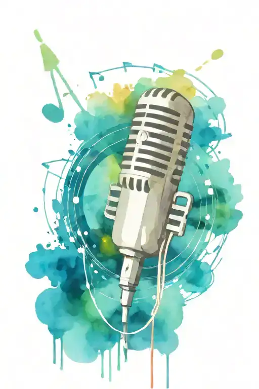 A Mix Of Music Notes And Rock And Roll Symbol Combined With Microphone And Radio