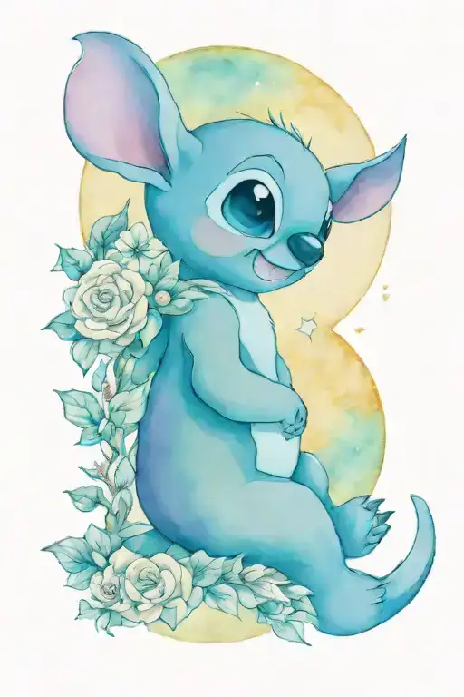 Stitch Holding Late Model And The Moon Surrounded