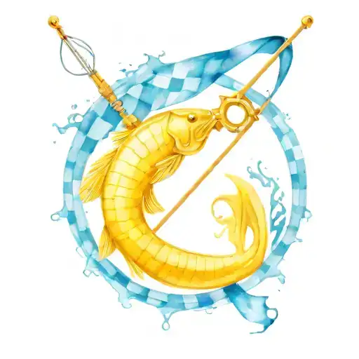 Lung Cancer Ribbon Checkered Flag And Fishing Rod