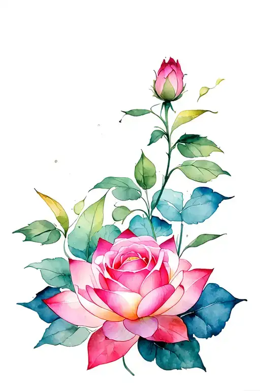 A Rose And Lotus Flower Intertwined