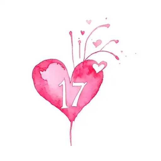 Heart Symbolizing Love With The Number 17 Written