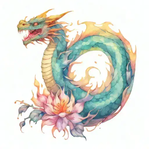 Dragon Breathing Fire Turning Into A Flower