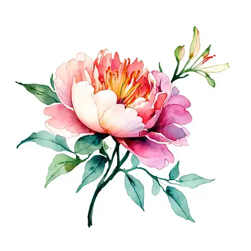 Peony And Lily Flower