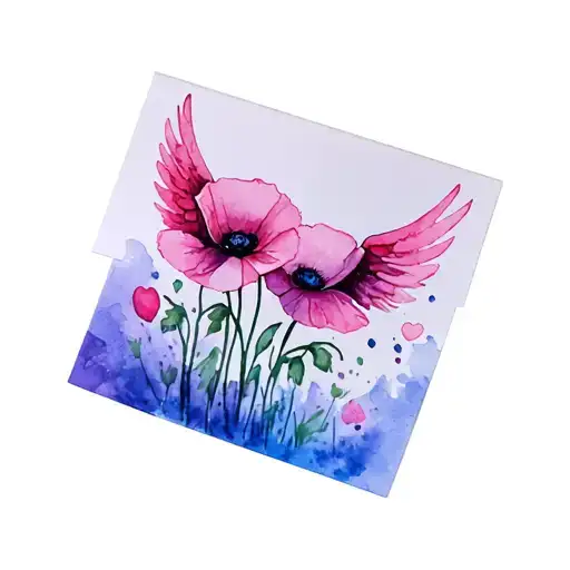 Angel Wings Poppies Sticky Notes Love Wendy