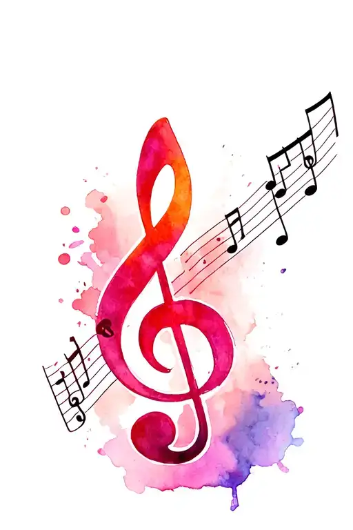 Treble Clef With Music Score Coming Out Of It With Notes