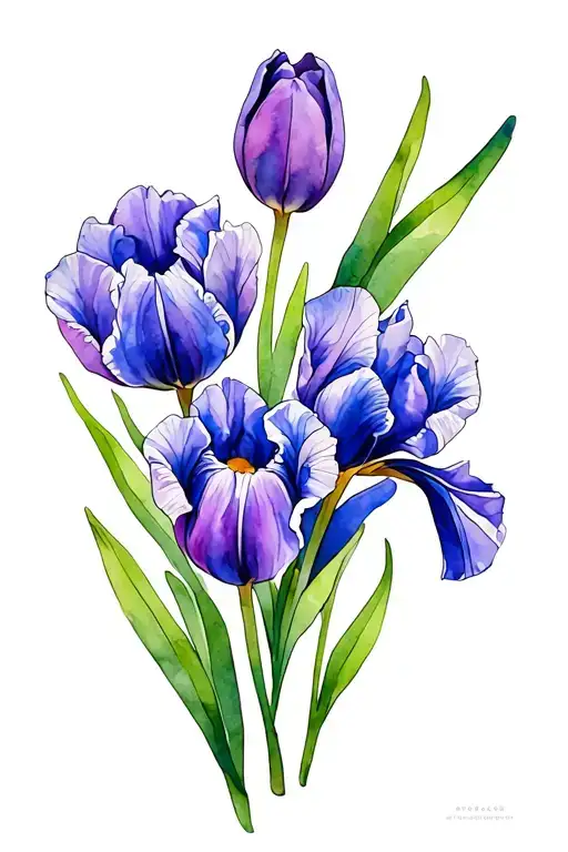Tulips And Iris Flower