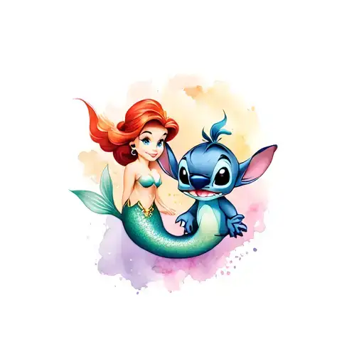 Disneys Stitch With Tinker Ball And Little Mermaid