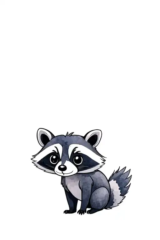 Cartoon Racoon With Watercolour Background