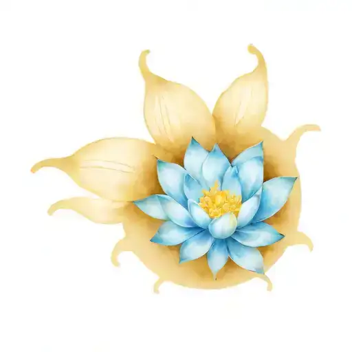 Small Golden Blue Lotus Flower