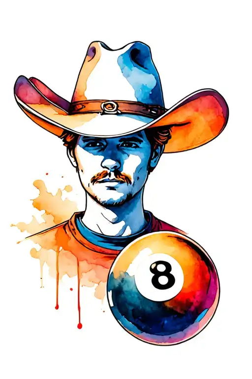 8 Ball Wearing Stetson Cowboy Hat