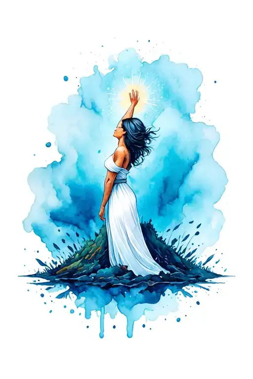 Woman Rising From A Crumbled Earth And Healing