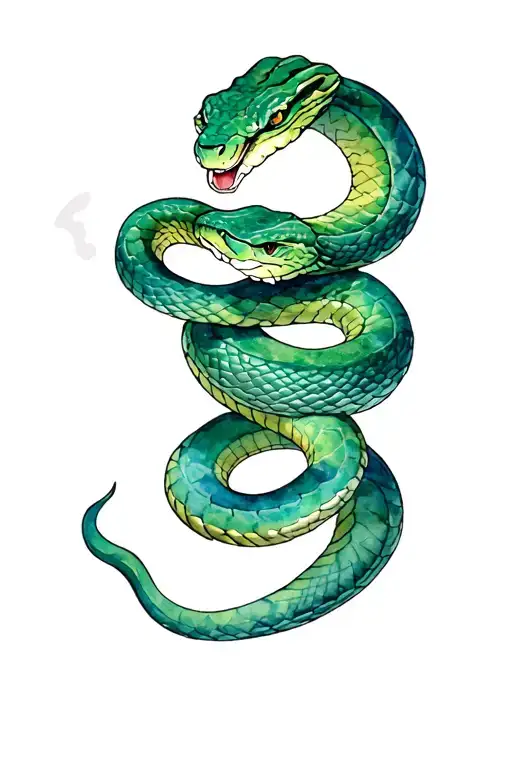 Snake Wrapped Around The Upper Arm In The Color Scheme Of Slytherin