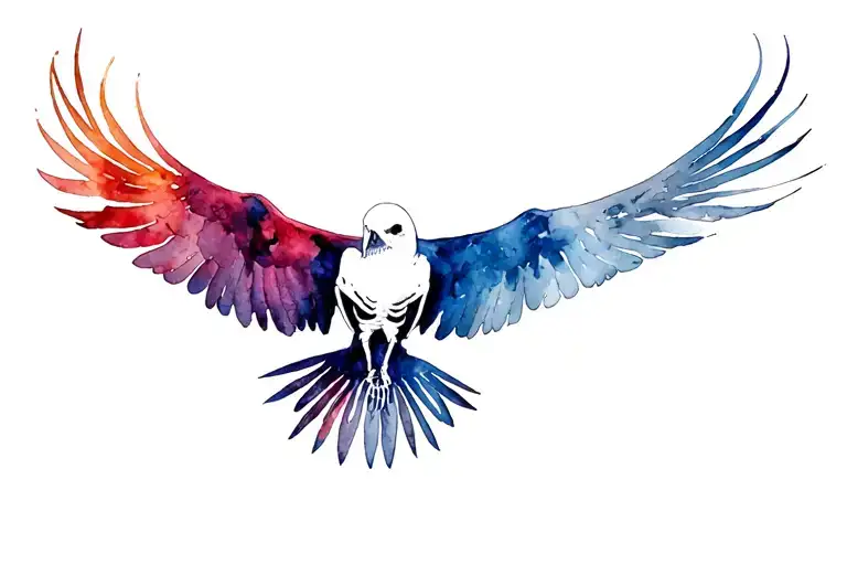 Raven Flying Half Skeleton