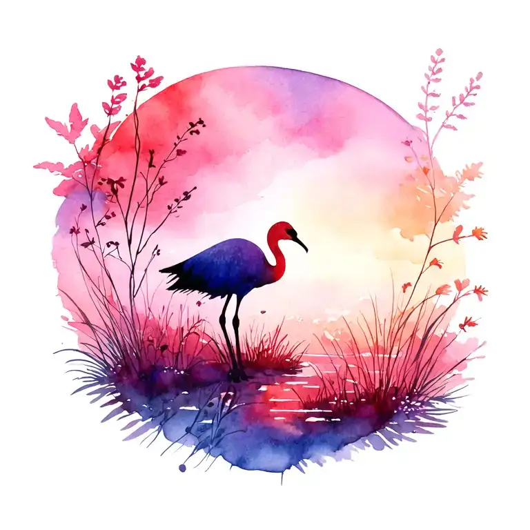 Create A Complete Summer Landscape And Integrate A Subtle Outline Of A Wandering For