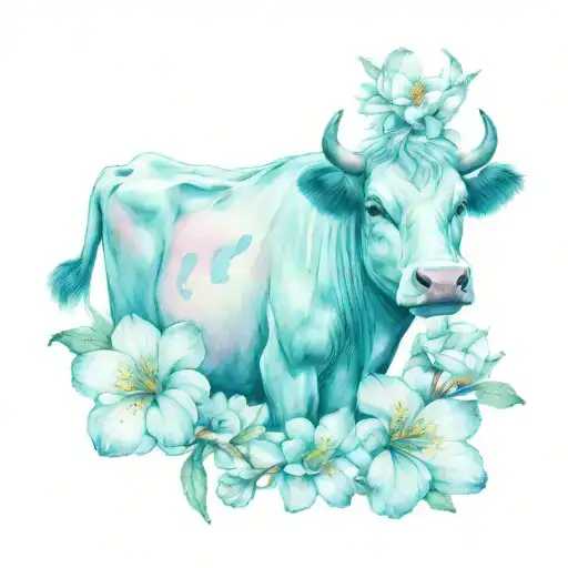 Pink Primrose Flower With Realistic Cow Head