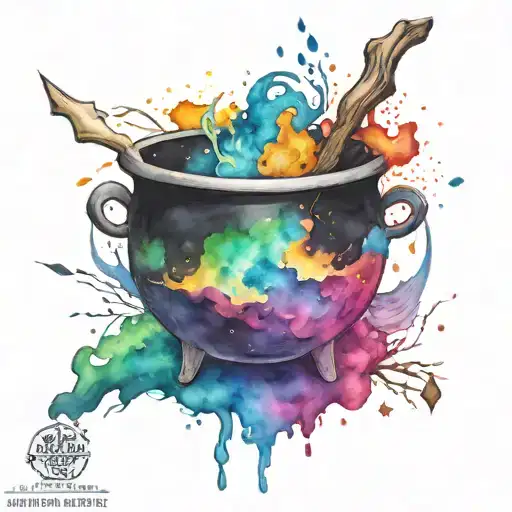 Colorfull Cosmic Space Galaxy Overflowing Witch Cauldron