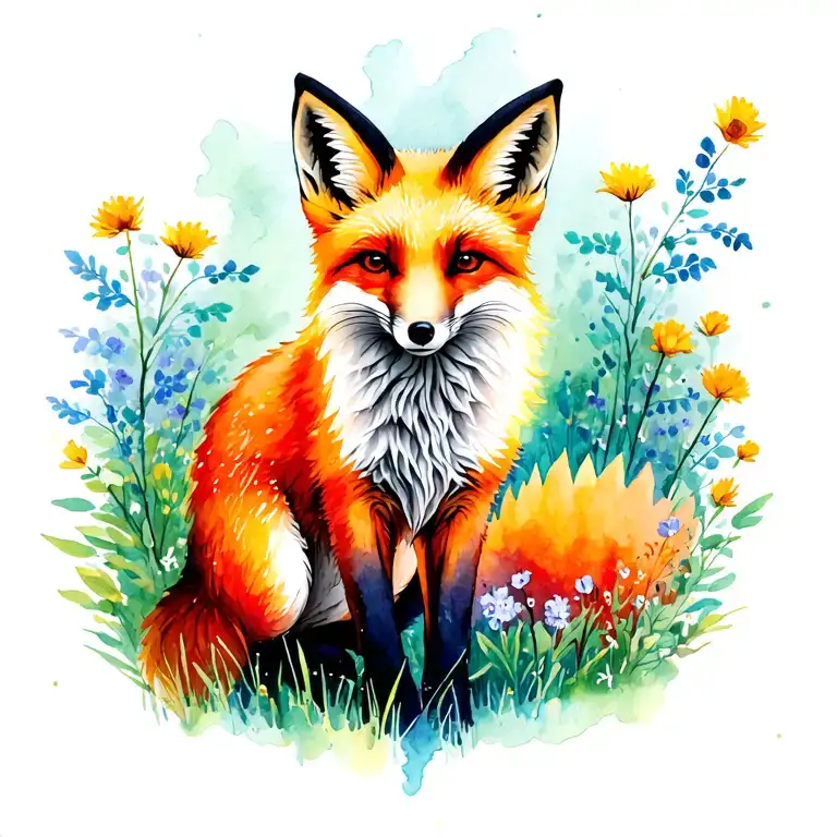 Fox In Summer Scenary