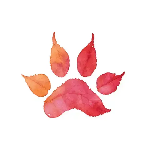 English Ivy Leaf With Dog Paw Print