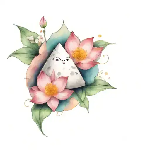 Smiling Onigiri On Lotus Flower
