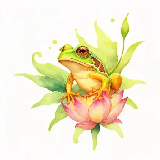 Coqui Frog Lotus And Sun Rays