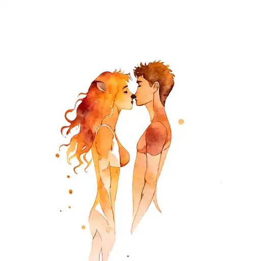Leo Female & Sagittarius Male Lovers Kissing