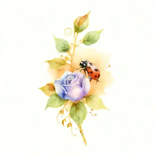Blue Rose Purple Rose And Ladybugs