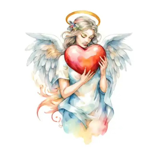 An Angel Holding A Love Heart
