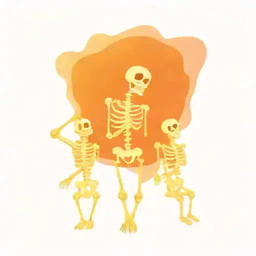 Three Drunk Funny Cartoony Skeletons