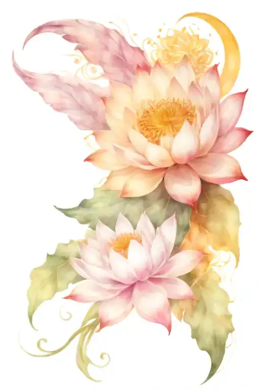 Angel Wing Flower Lotus Flower Sun Moon