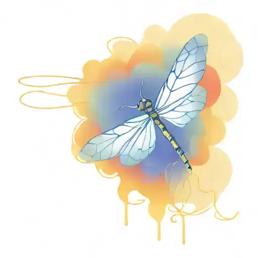 Create A Simple Line Tattoo Consisting Of A Simple Flower And Dragon Fly