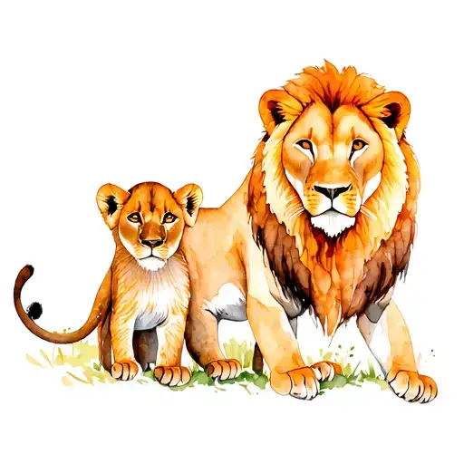 Lioness & Lion Cub
