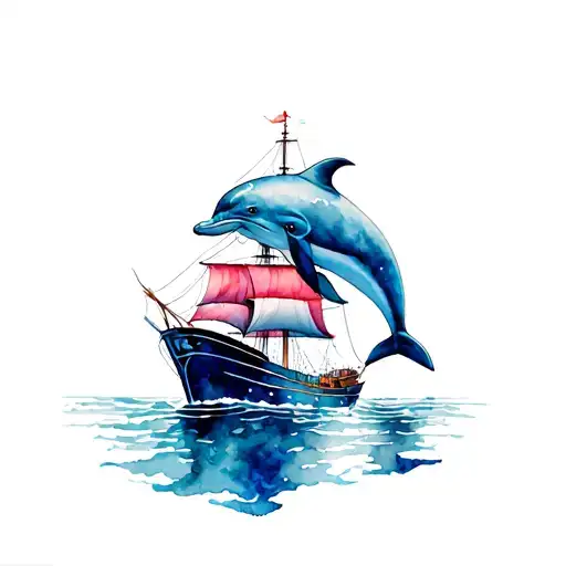 Dolphin With Ship