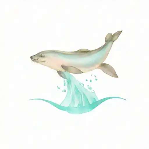 Playful Seal Pup Jumping Salmon In Waterfall