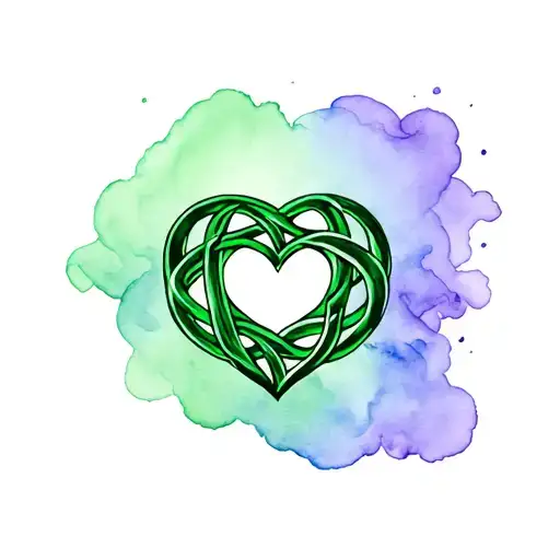 Celtic Heart Knot Outlined In Nebulous Green