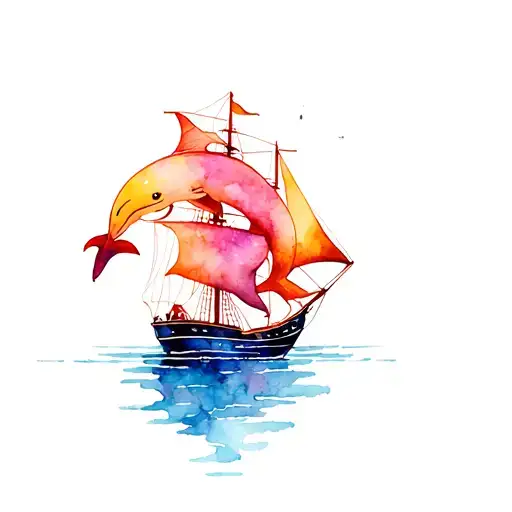 Dolphin With Ship