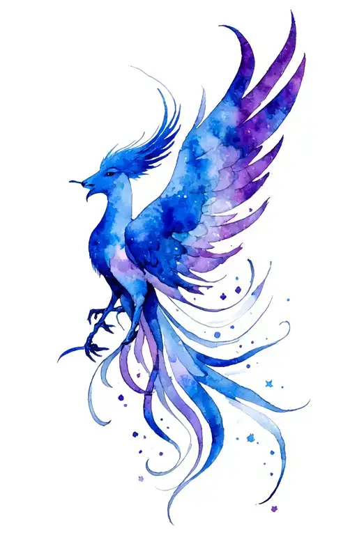 Feminine Blue And Purple Phoenix Rising