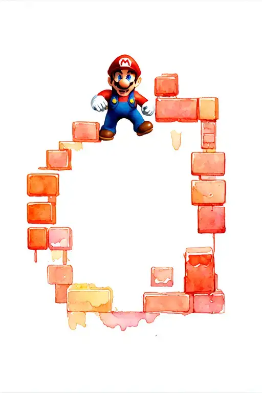Mario Bros Characters In A Level With The Bricks Going Around The Arm