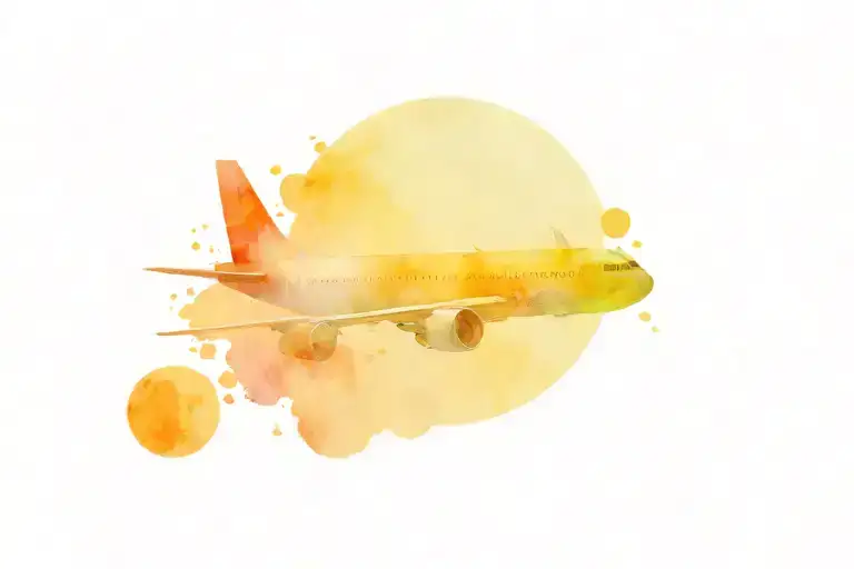 Globus With Airplane Flying Over A World