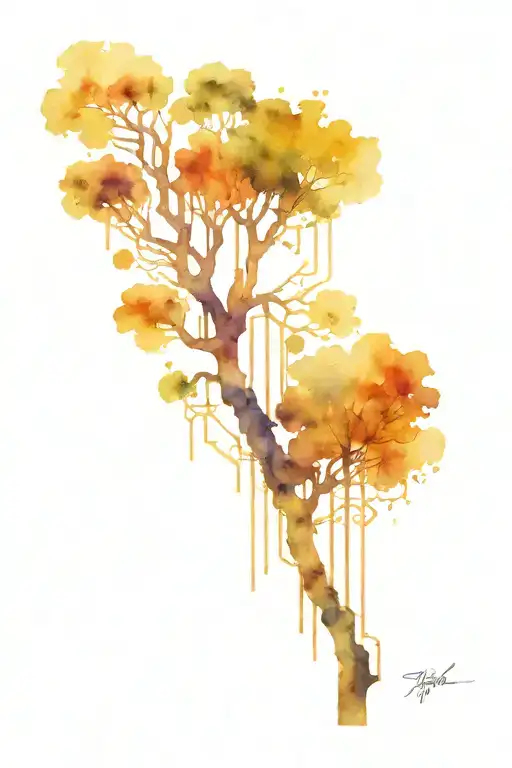 Circuit Board And Tree Intertwined