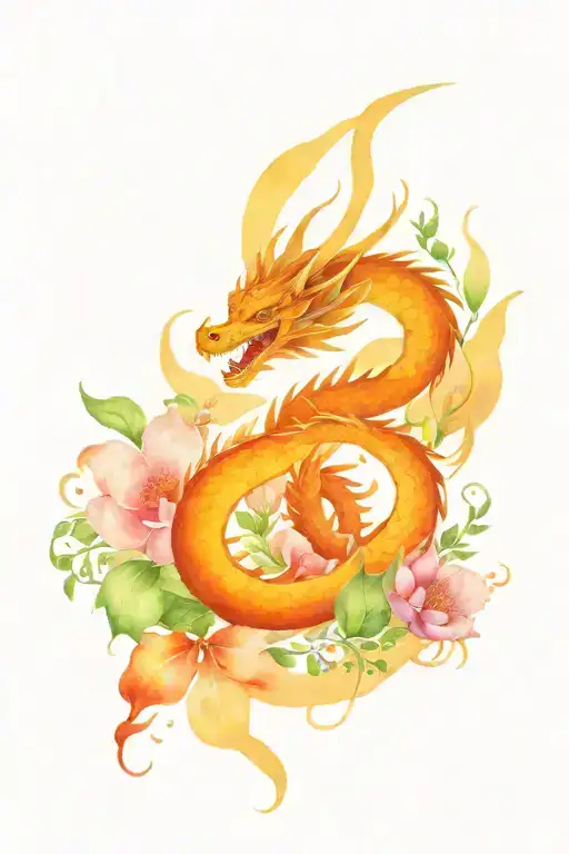 Dragon Surrounded By Flowers Wrapping