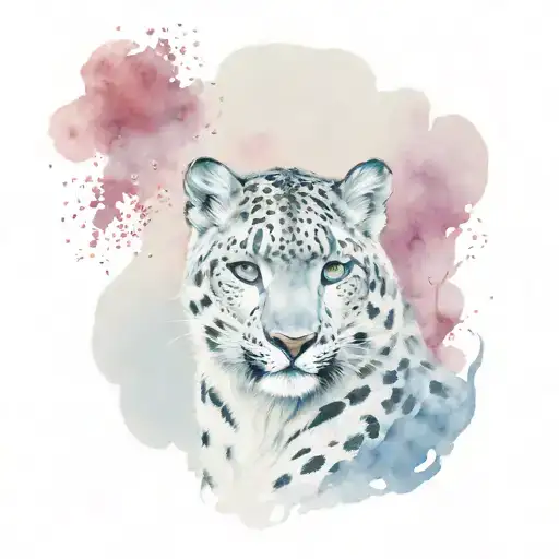 A Majestic Snow Leopard Stalking Its Prey In A Realistic Black And White Design