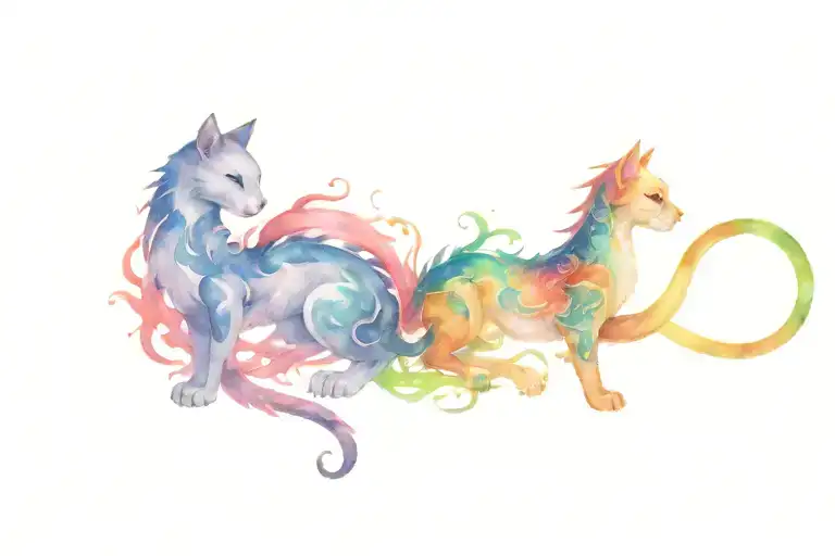 Cat And Dragon Intertwined