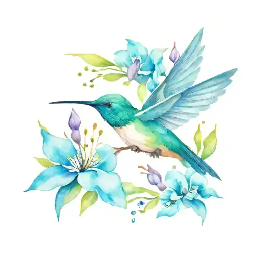 One Hummingbird And Flowers